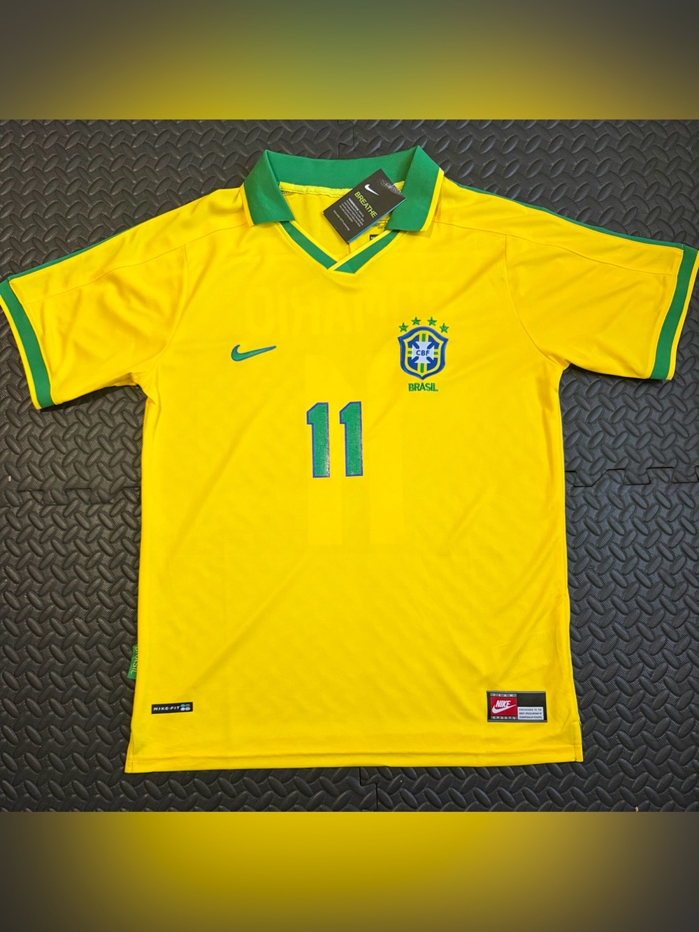 Romario Brasil Retro Jersey #9 Vintage Home Shirt 1997